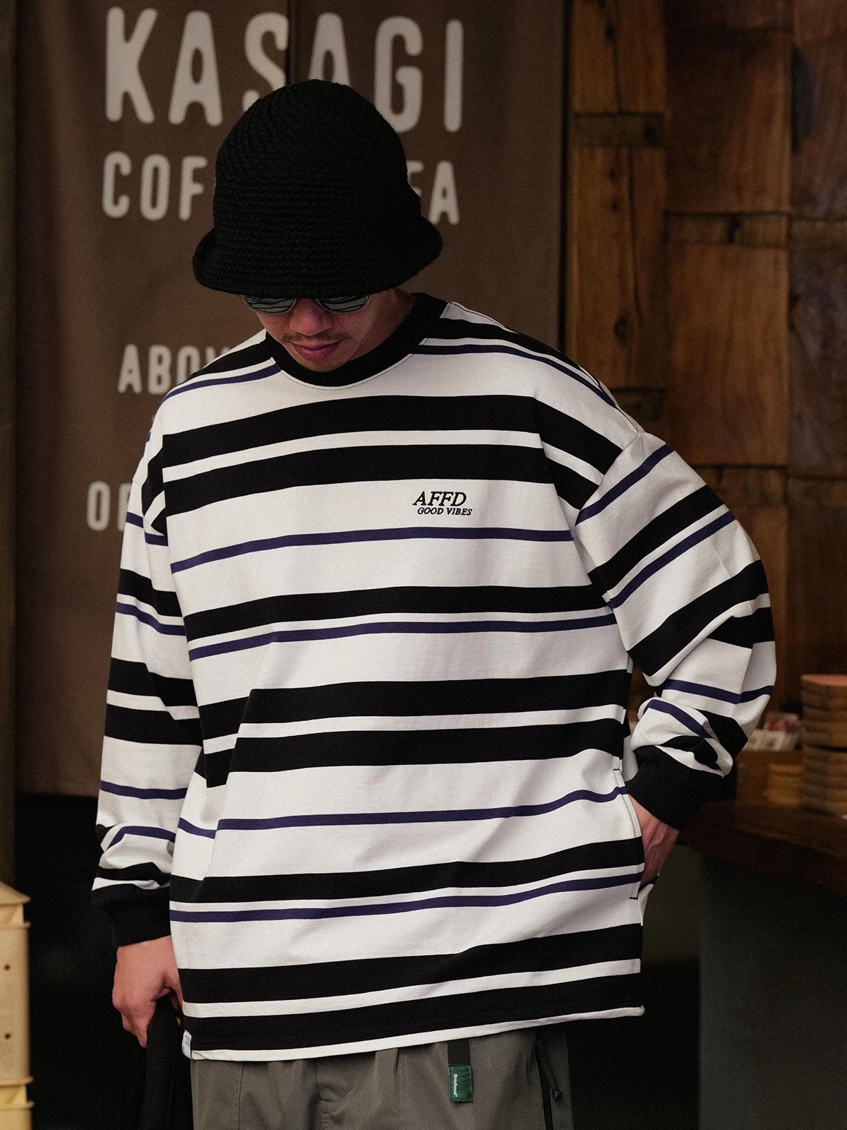 Broshood Bros Affd 2023 весенне-летняя японская мода свободная футболка с двойным карманом