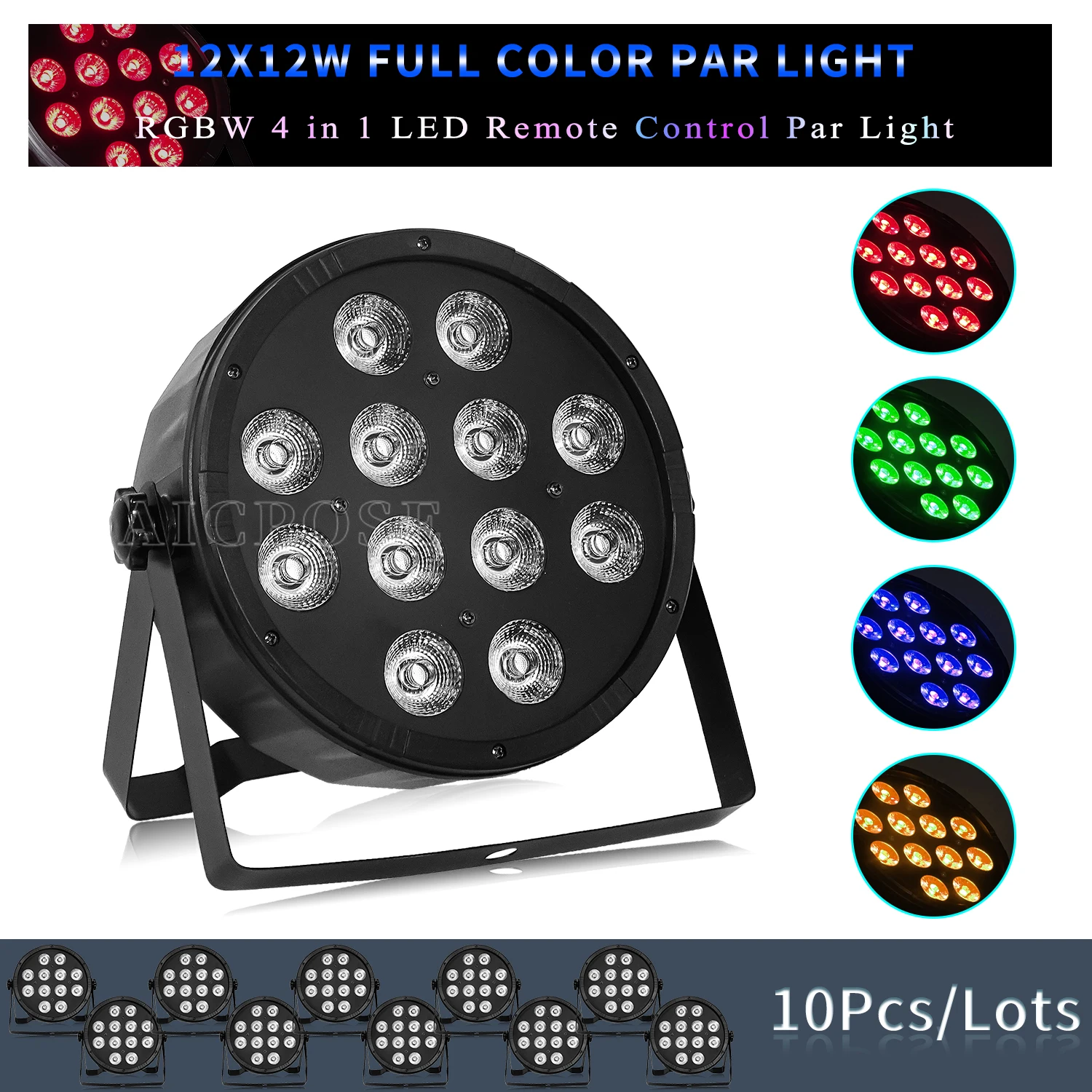 

10Pcs/Lots 12x12W RGBW 4 in 1 LED Par Light DMX512 Control Plane Stage Light DJ Disco Equipment Professional Stage Lighting