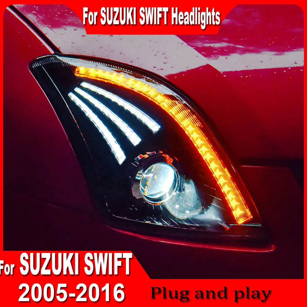 Фото Фары для Suzuki Swift 2005-2016, модифицированные передние светодиодные фары с ДХО и сигналами поворота, автоаксессуары №1