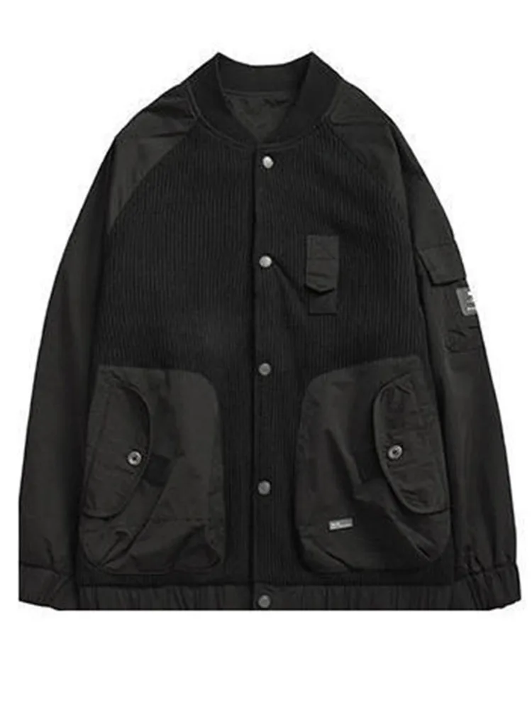 

Куртка-бомбер мужская Трикотажная, Повседневная Уличная одежда в стиле Харадзюку, приталенный силуэт, бейсбольная куртка в стиле хип-хоп, весна