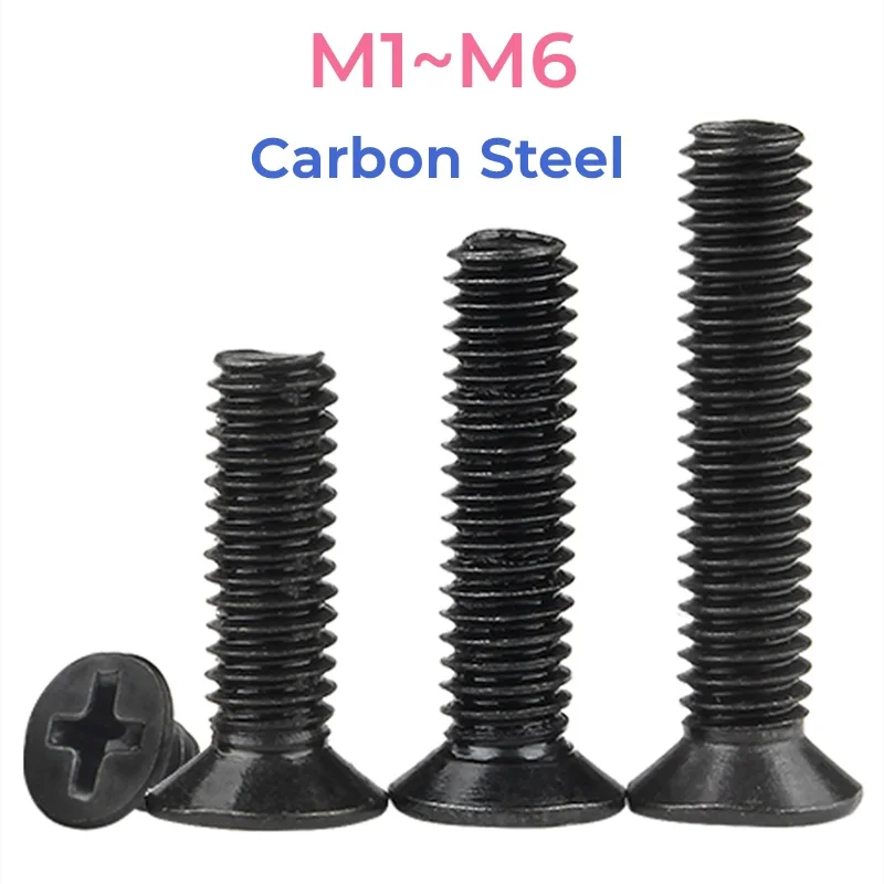 

Черные винты из углеродистой стали с крестообразной головкой M1-M6