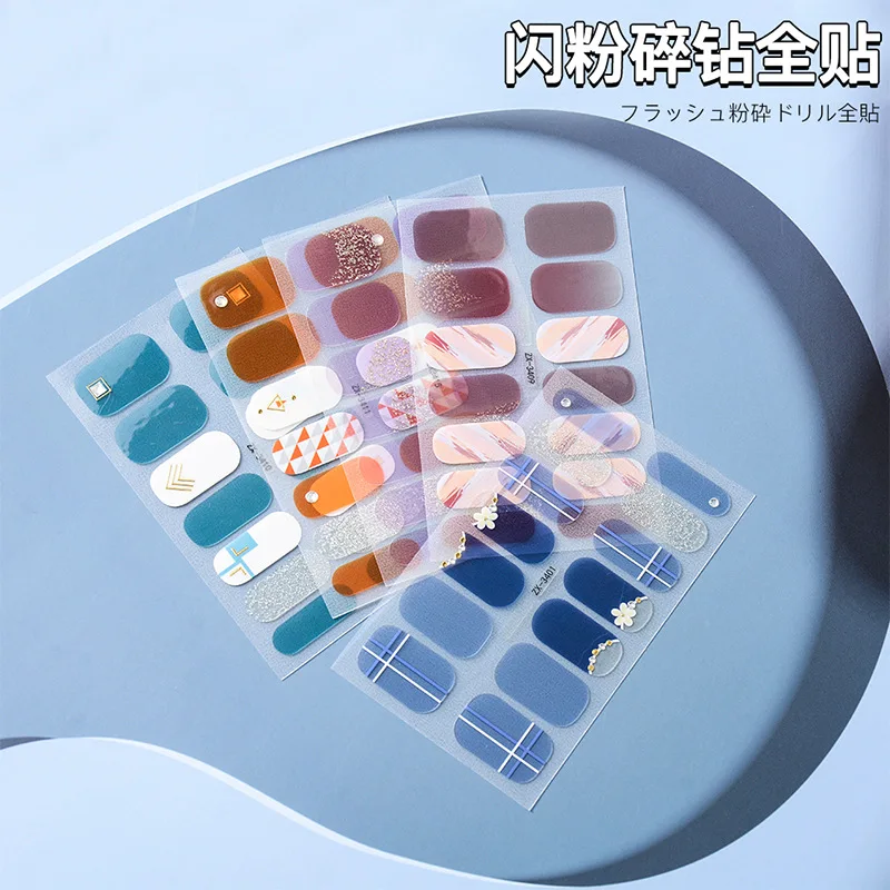 

Стильные креативные элегантные наклейки для ногтей с полным покрытием градиентные Алмазные цветы дизайнерские самоклеящиеся наклейки для...