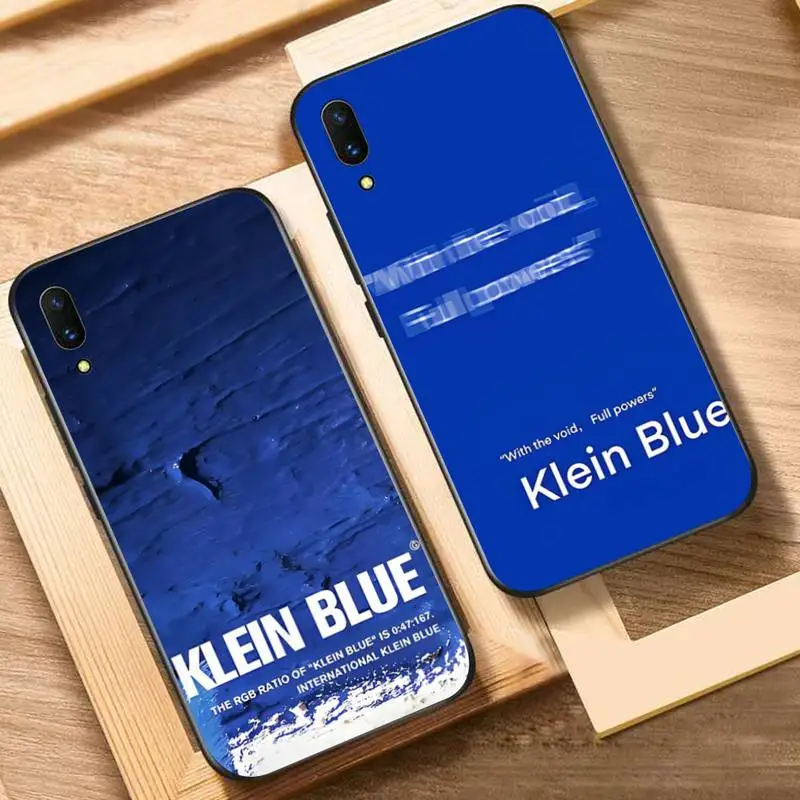 

Luxury Klein blue Phone Case For Oppo Reno Realme C3 6Pro Cover For vivo Y91C Y17 Y19 Funda Capa
