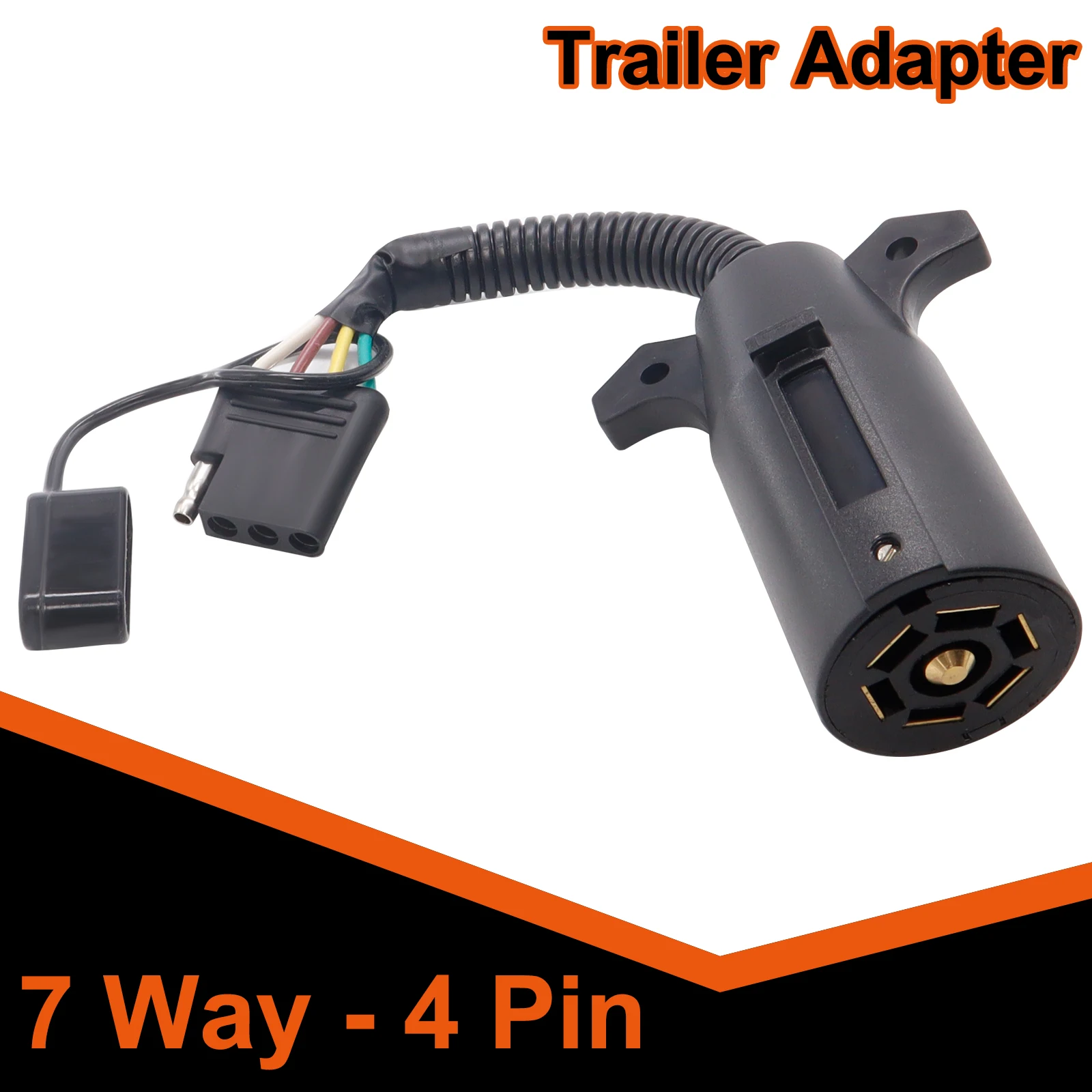 

7 Way Round Blade to 4 Pin Flat Trailer Adapter Wiring Light Plug Caravan RV Tow Truck Boat Adapters Connector Dust-proof Cover