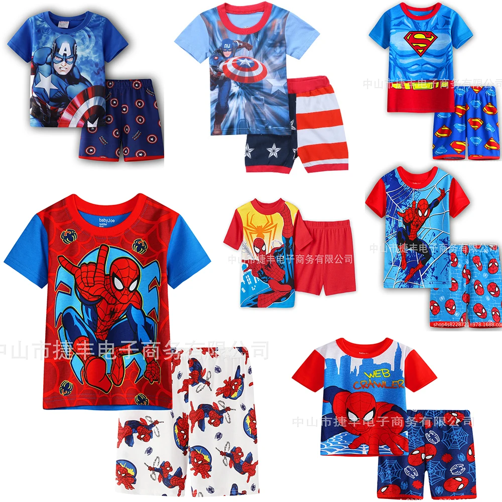 

Spider-man Marvel Summer Children Pajamas Set Short Sleeve T Shirt Shorts Boy Pyjamas Kids Pijamas Cartoon Baby Sleepwear Pijama