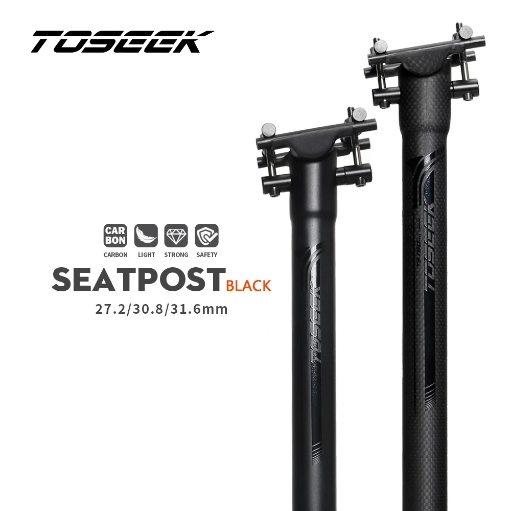 

TOSEEK Full Carbon Fiber SeatPost Bike Road MTB Bicycle Seat Post Titanium Screws Diameter 27.2mm 30.8mm 31.6mm