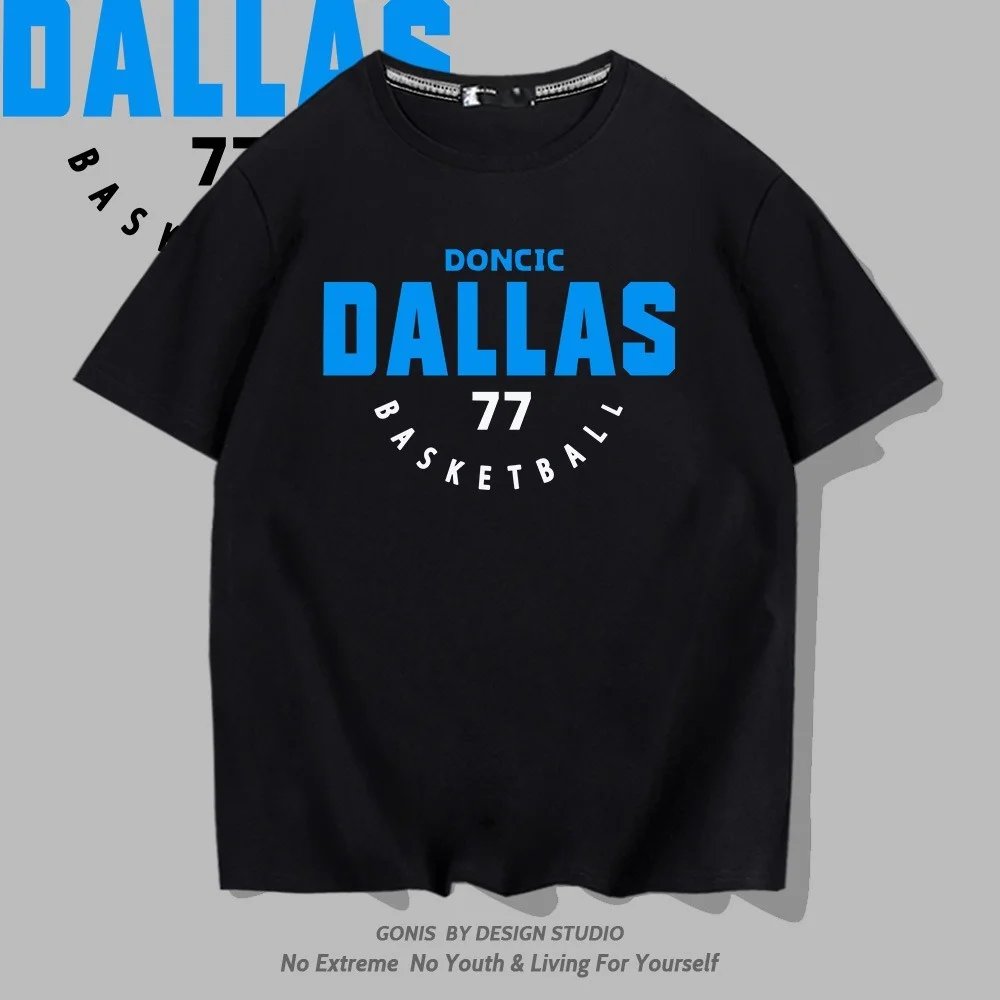 

Luka Doncic 77 Graphic Oversized Men Cotton T-shirt Basketball Dallas Mavericks Summer Male Clothing Women Short Sleeve Tee Top