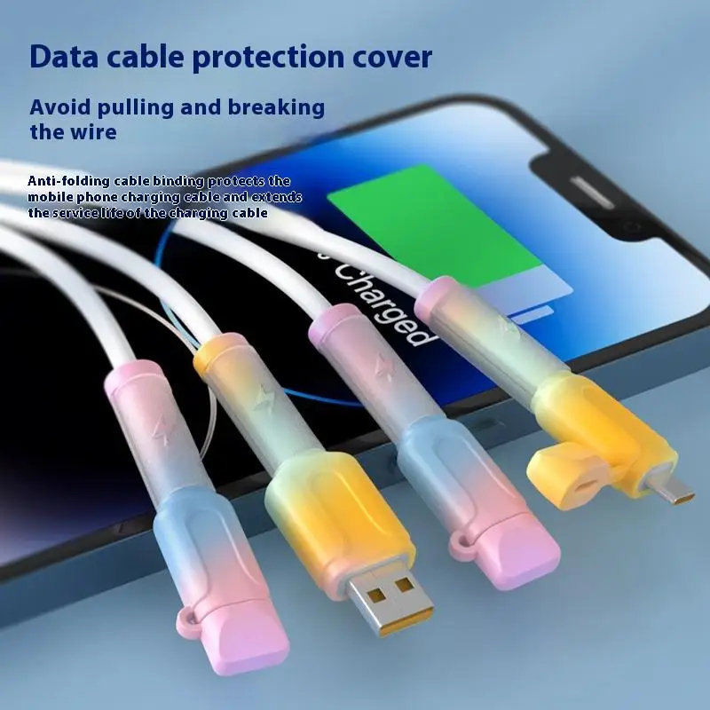Фото Charger Cable Protector Soft Silicone Cover Type C Charger Cable Protector Cable Protector Cord Saver Practical Accessories №2