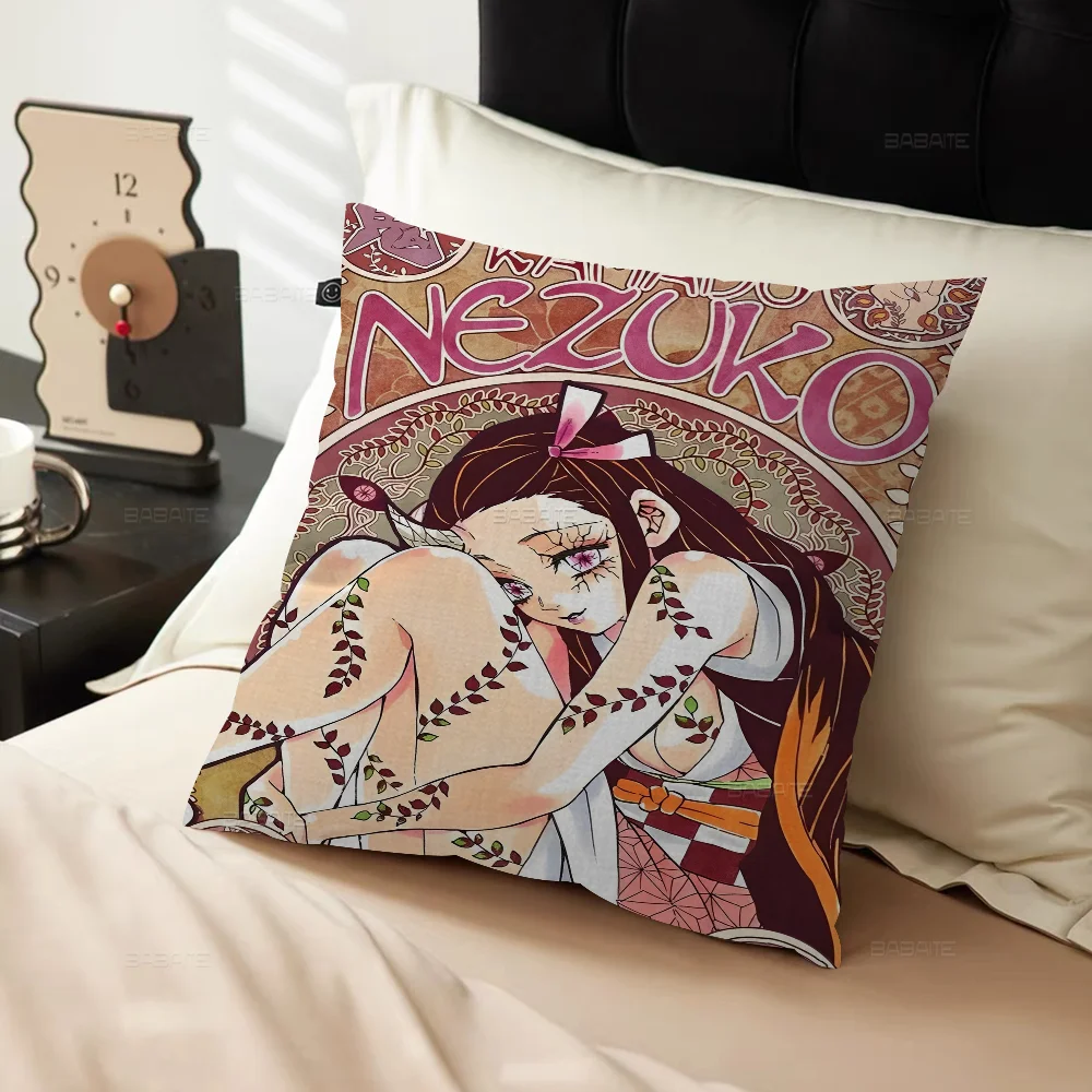 Demon Slayer Nezuko Kamado Cushion Cover Decorative Pillow Sofa Home Decor Case Cases