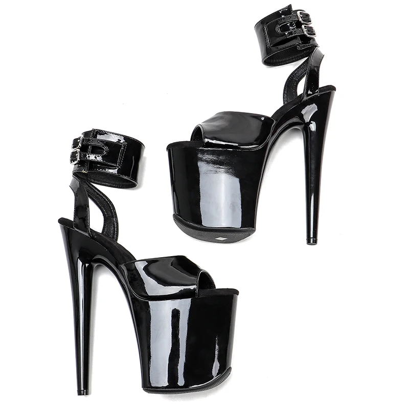 Leecabe 20cm/ 8inches patent PU upper  platform  high heel sandals  pole dance shoes