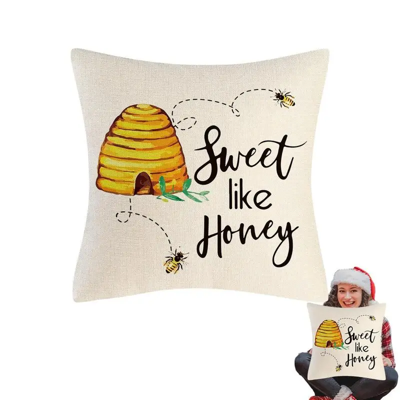 

Наволочка для подушки в виде пчелы, льняная Милая Подушка, декоративный домашний диван, счастливого дня, милая фотография
