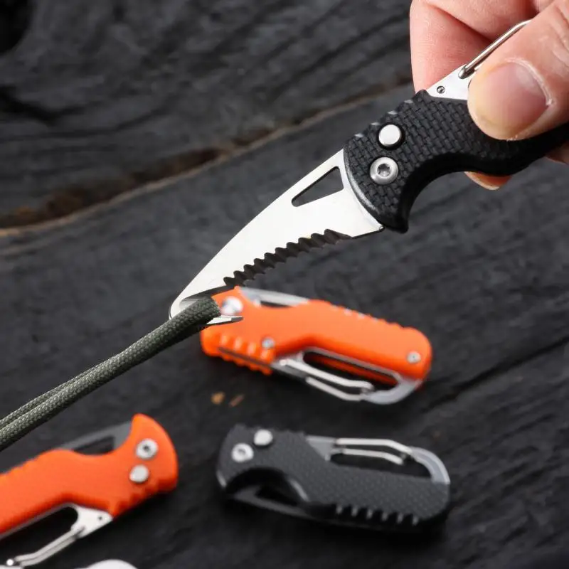 

Outdoor Portable Express Parcel Knife Multifunctional Mini Keychain Serrated Hook Unpacking Emergency Survival Tool Box Opener