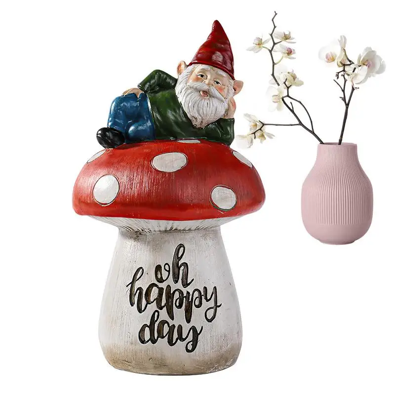 

Садовые искусственные миниатюрные феи, садовые гномы, ландшафты, Забавная фигурка Гнома На грибе, идеальный подарок, материал из смолы