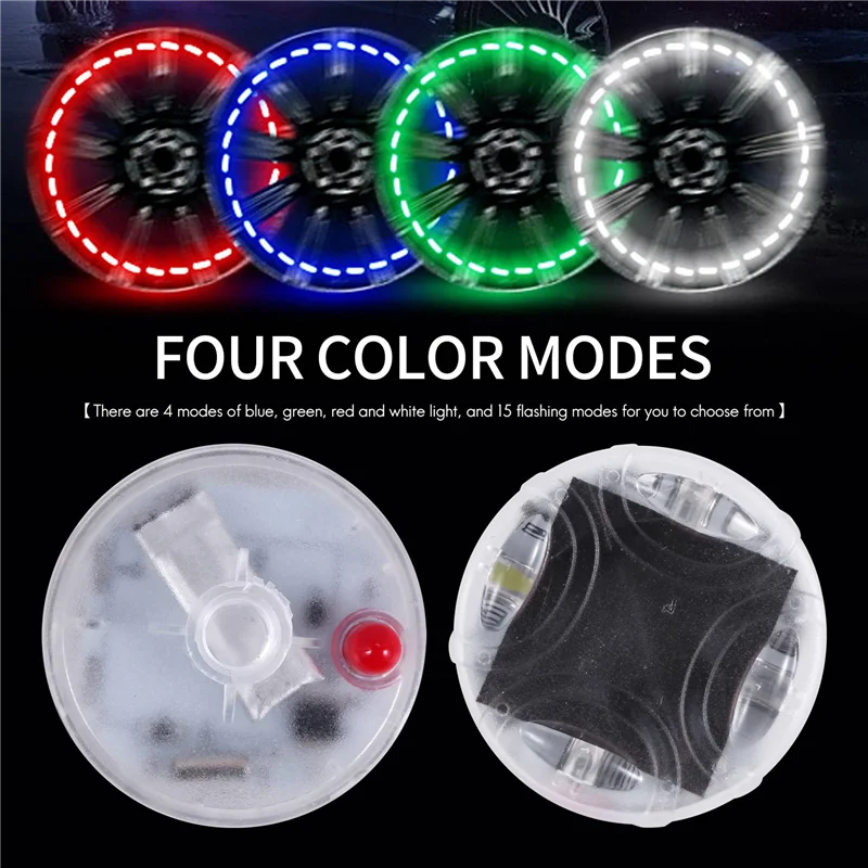 4Pcs Solar Car Tire Wheel Lights LED Tire Air Valve Cap Light Motion Sensors Flashing Colorful Gas Nozzle Cap Tire Light