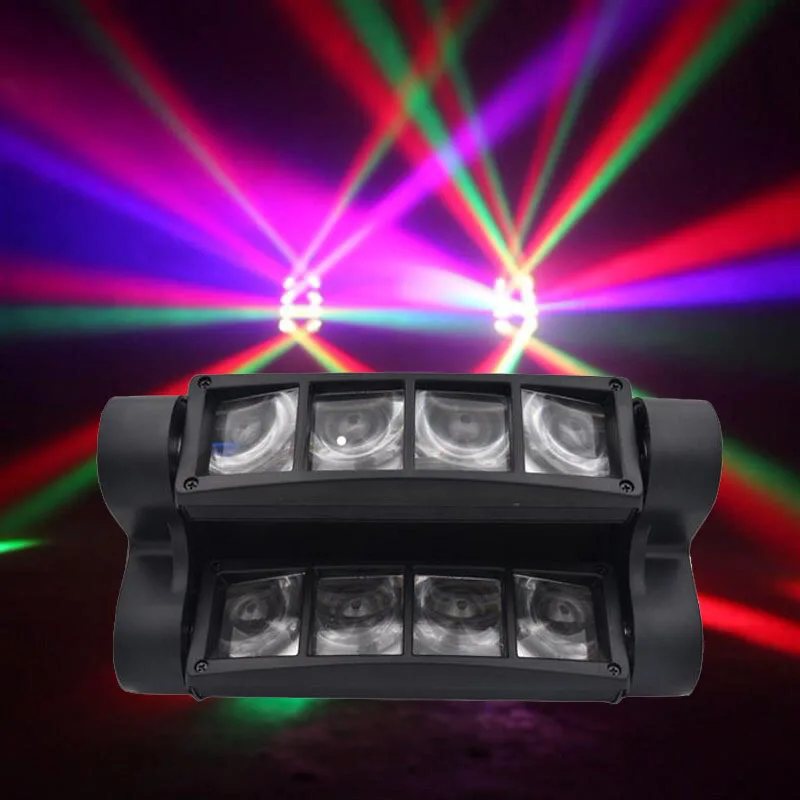 Mini LED Spider Light 8X3W RGBW Moving Head Beam Stage Light 8 Eyes Led Moving Head DJ Effect Lighting for Bar Nightclub Party