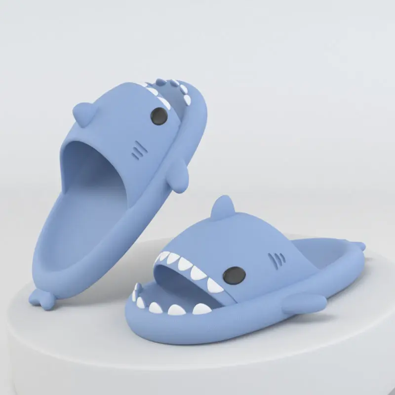 Women Home Slippers Summer Cartoon Shark-Shaped Soft Sole Outdoor Slides Men Couple Indoor Bathroom Non-Slip Funny Sandals