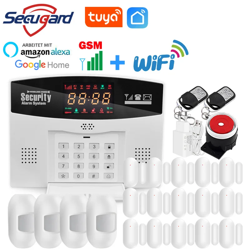 Tuya Smart Life App Control Alexa Google 433mhz Wireless Home Burglar Security Host Led Screen