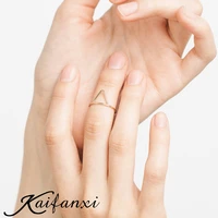kaifanxi minimalist punk stainless steel ring feminine geometric stackable triangle jewelry