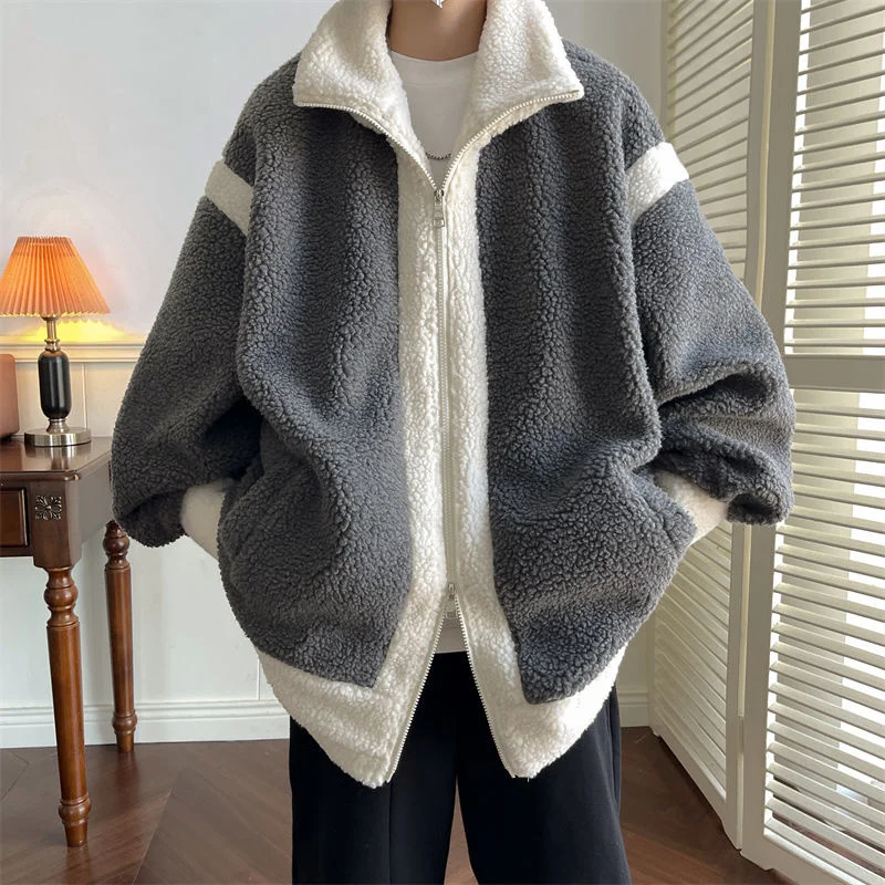 Winter Jacket Men Warm Fashion 3 Colors Casual Thickened Lamb Wool Jacket Men Streetwear Korean Loose Short Coat Mens M-5XL