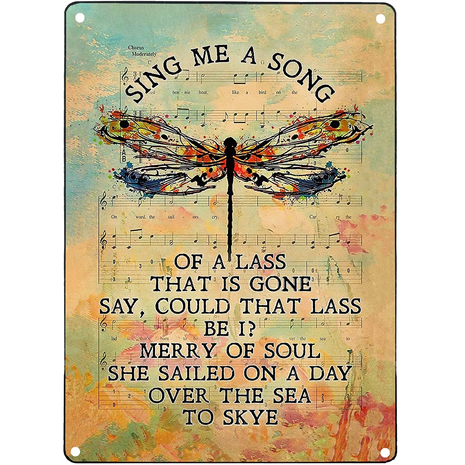 

Tin Sign Vintage Skye Boat Song For Fan Outlander Sing Me A Song Of A Lass Hippie Dragonfly Unframed Metal Sign, Most iconic