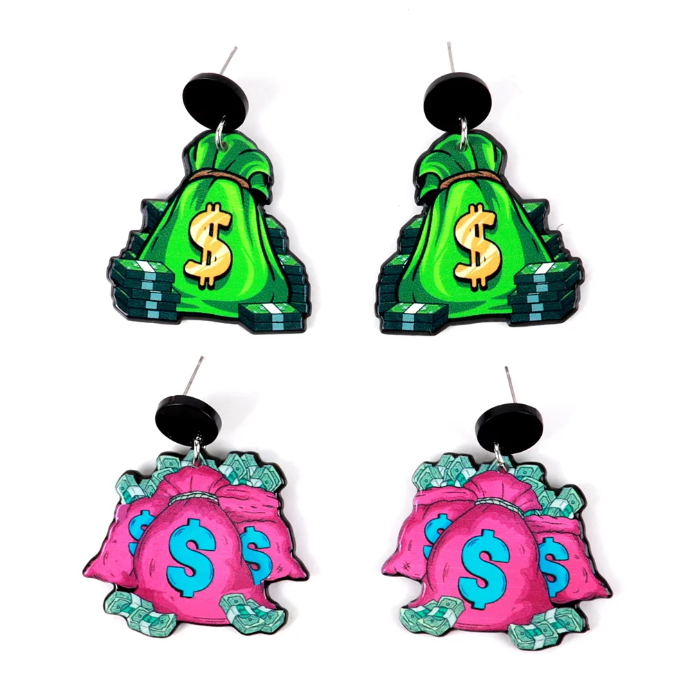 

Women's Trend, Personality, And Versatility. Money Bags, Earrings, Acrylic Dollars, Rose Earrings, Jewelry, Gift Wholesale