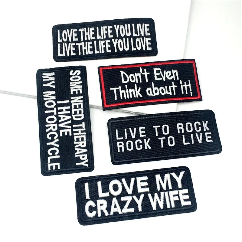 5 шт./партия черно-белые нашивки с надписями