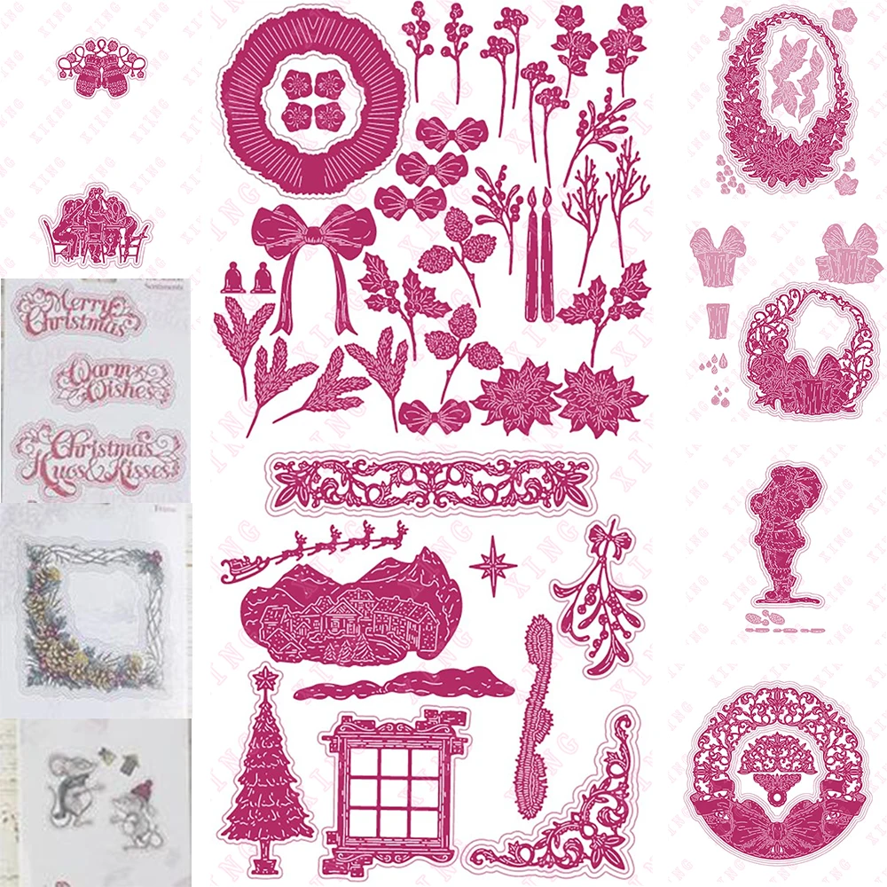 

New Warm and Fuzzy Setting the Scene Father Carnation Crafts Christmas Wreath Card Shape Maker Cut Dies Set Joy of Giving Frame