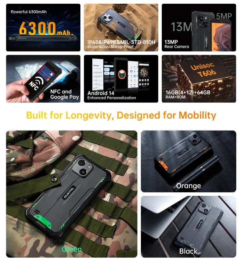 OUKITEL G2 ЦП T606 120 Гц 6 0 дюйма 4G смартфон с тремя степенями защиты 4 Гб ОЗУ 64 ПЗУ