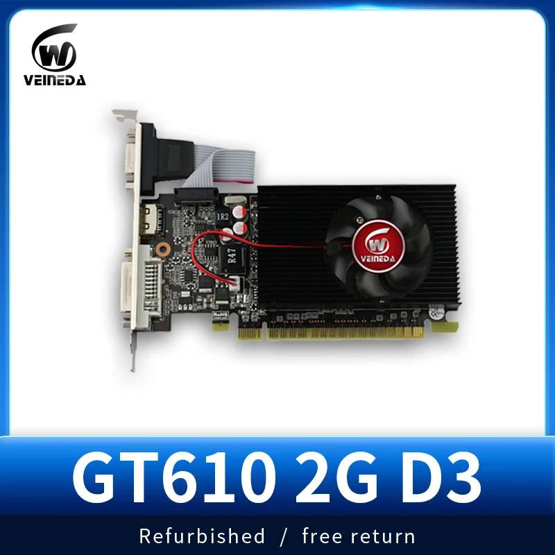 Видеокарта VEINEDA GT610 2 Гб 64 бит DDR3PC, графические карты для настольного ПК, PCI Express 2,0, компьютерные видеокарты для nVIDIA Geforce