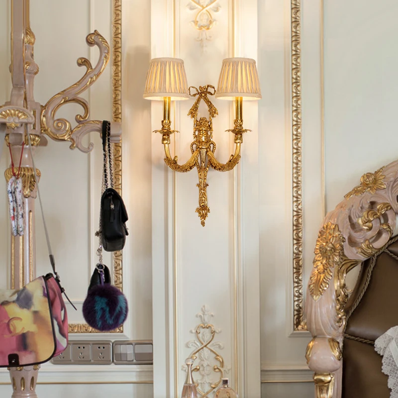 Французский полностью латунный настенный светильник европейская роскошная