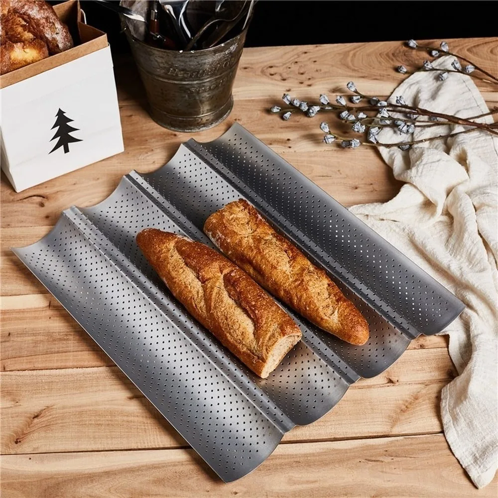 

2/3/4pcs Non-Stick Bread Pans Baking utensils Tray Pastry Tools Loaf Baguette Mold Loaves Baking Tray Baguette Pan Bakeware