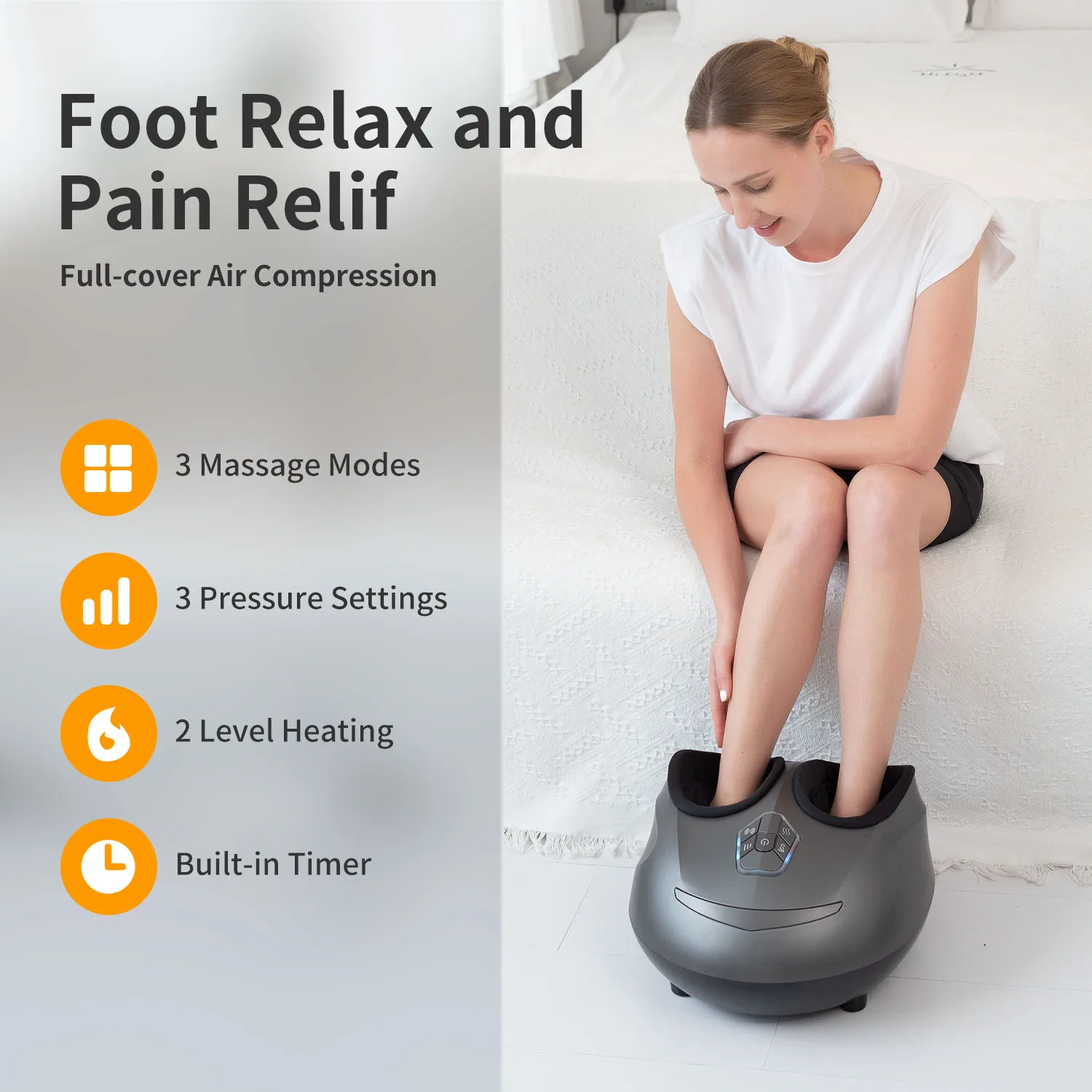 

JXP Electric Foot Massager Kneading Deep Tissue Relax Heated Roll Legs Feet Relief Fatigue Foot Massage Machine Beauty Health
