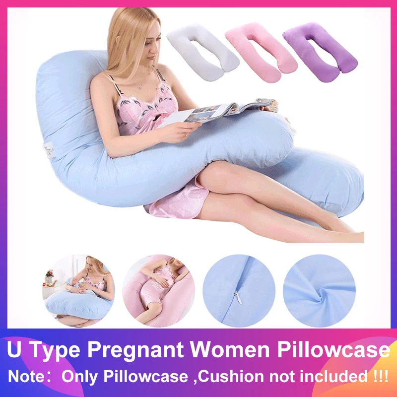 Newest European Large Pregnant Women U-shaped Maternal Cushion Cover Multi-functional Side Sleeping Cotton Pillowcase 80*160CM