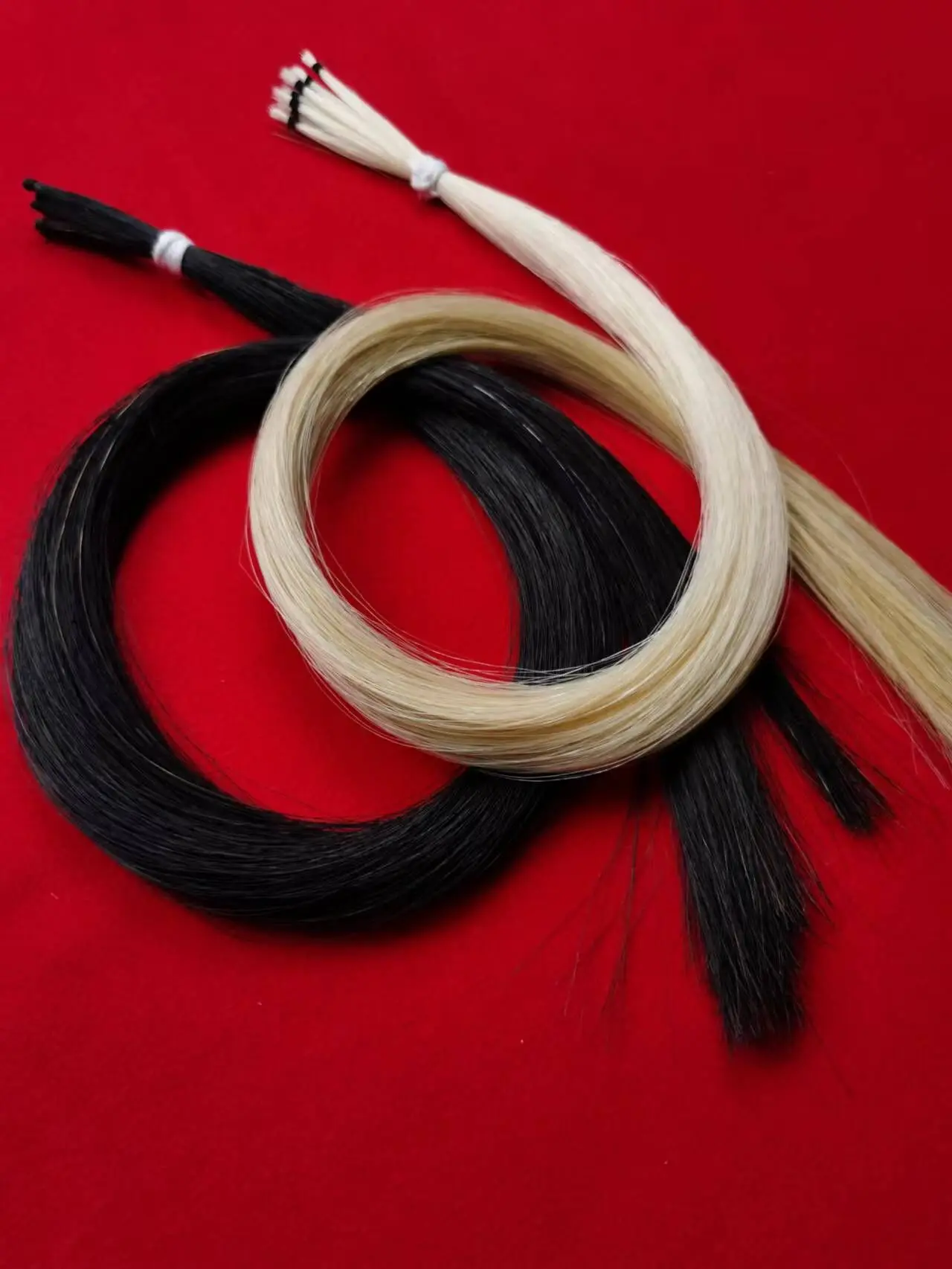 

5 пучков черных хвостов + 5 пучков белых хвостов, скрипка, виолончель, фотолук, волосы, конский хвост 80-85 см