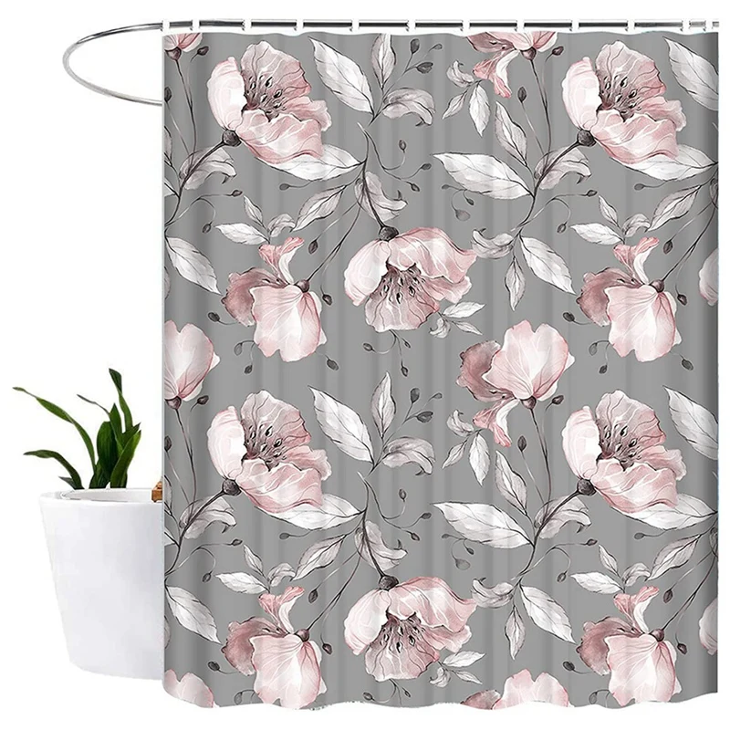 

Занавеска для душа с цветочным рисунком s, занавеска для душа с розовыми цветами, тканевая занавеска для душа, водонепроницаемая Моющаяся