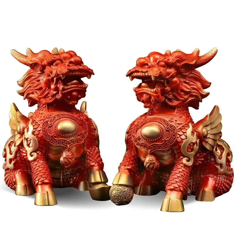 Lucky Fire Kirin Медный Единорог Украшения Компания Офис Дом Гостиная Ремесла Статуя