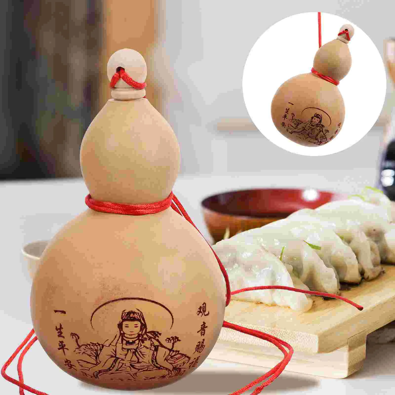 

Gourd Bottle Waternatural Chinese Wu Loupot Jug Container Good Lu Drinking Luck Hu Statue Flask Sake Wealth Calabash Japanese