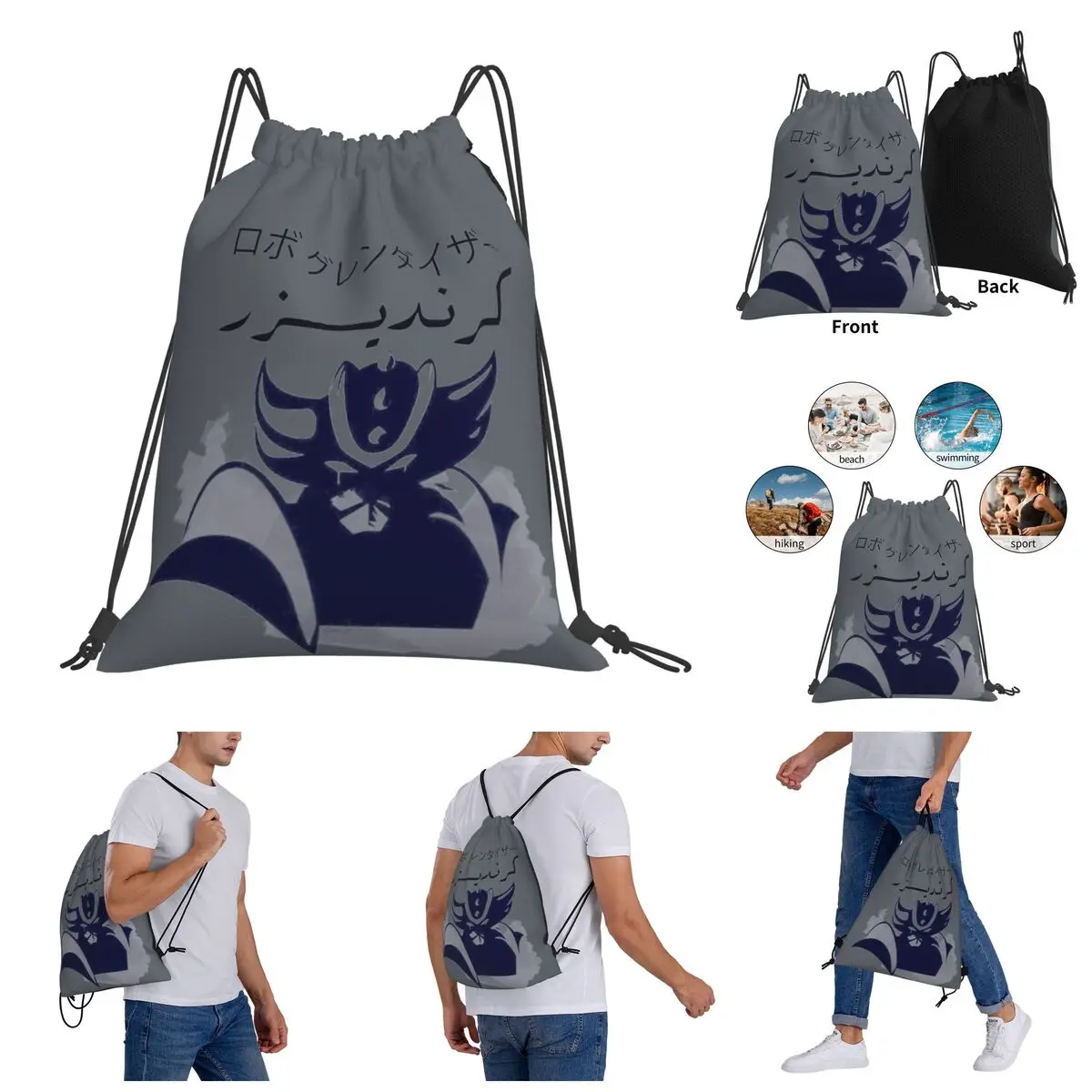 

Drawstring Bags Gym Bag Goldoraks Grendizer UFO Robot Gift T-shi Backpack Nerdy Novelty Field pack