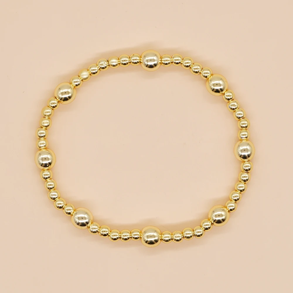 

Go2Boho Gold Plated Ball Beaded Stretch Bracelets Fashion Jewelry Evil Eye Beads Bracelet for Women Men Handmade Accessories