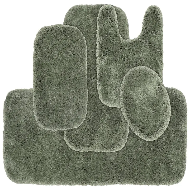 

Luxury 5 Piece Plush Washable Bath Rug Set Deep Fern