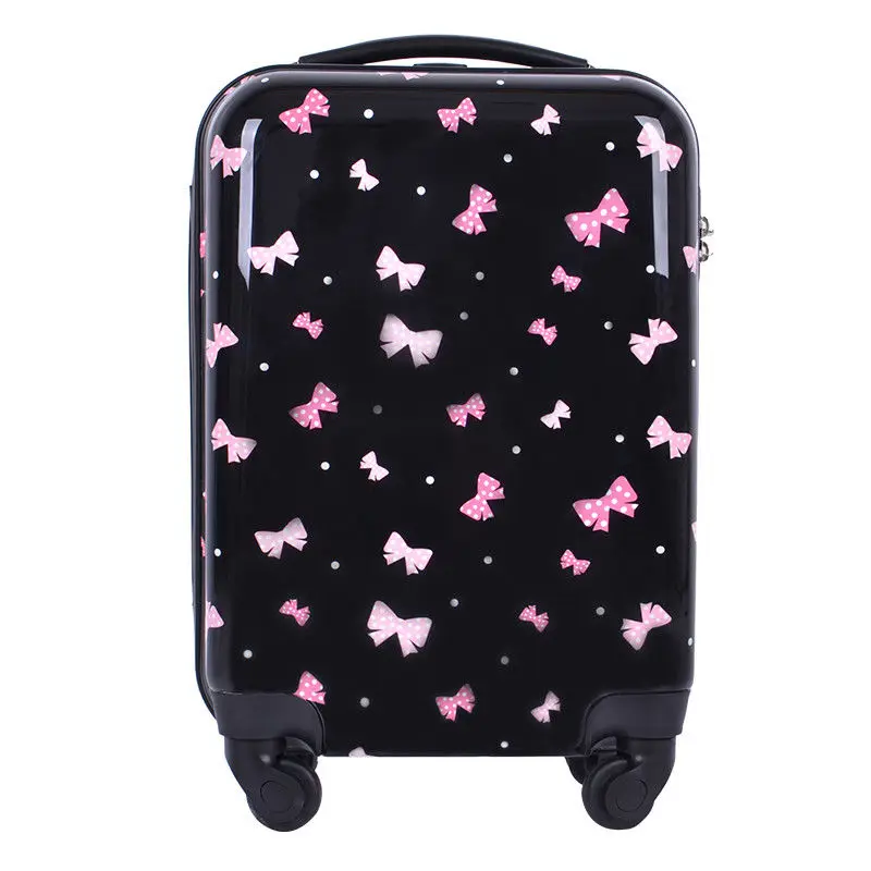New Fashion Black Bow Suitcase ABS+PC Universal Wheel Trolley Luggage 22