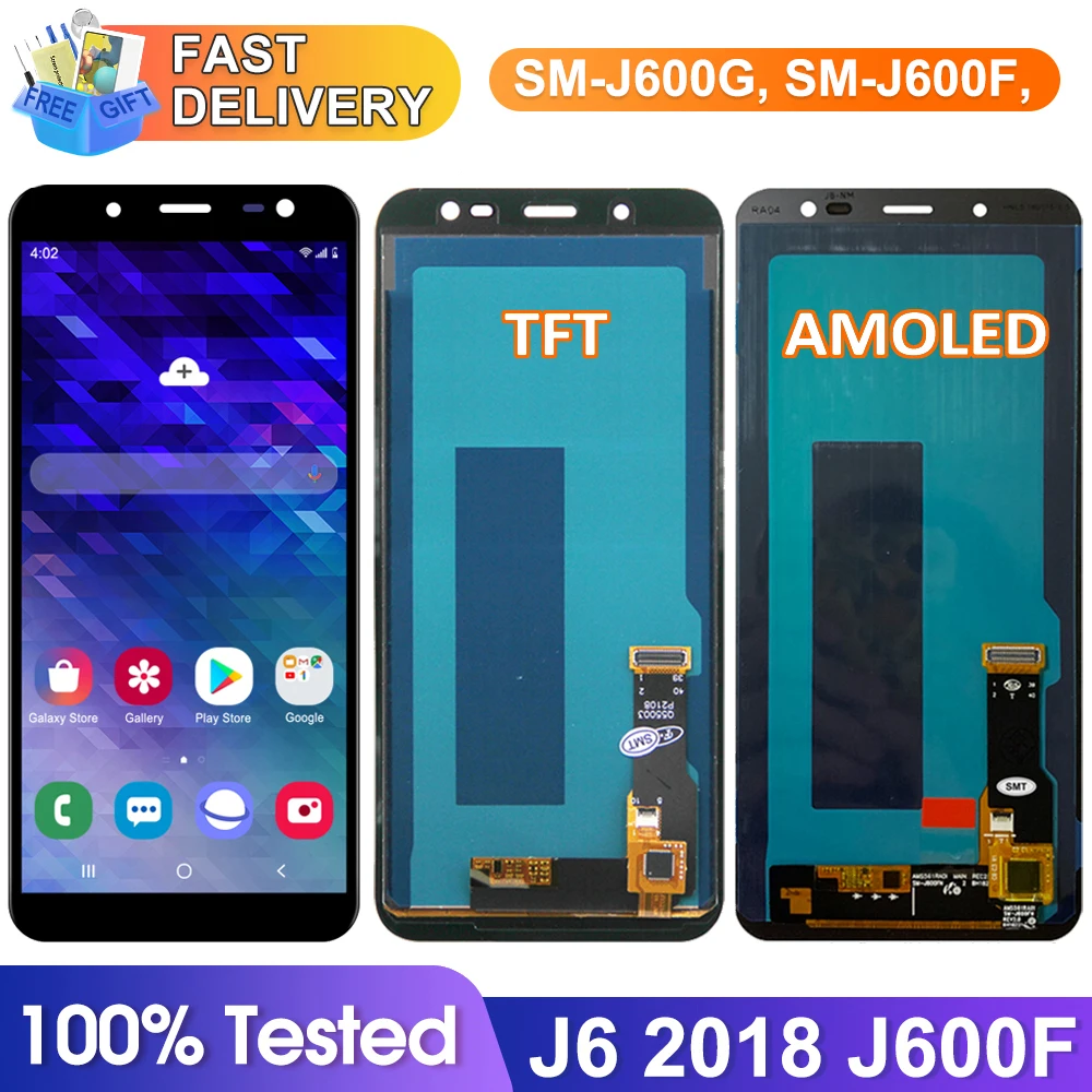 TFT-экран для Samsung Galaxy J6 2018 J600 J600F J600Y ЖК-дисплей с сенсорным экраном и дигитайзером в