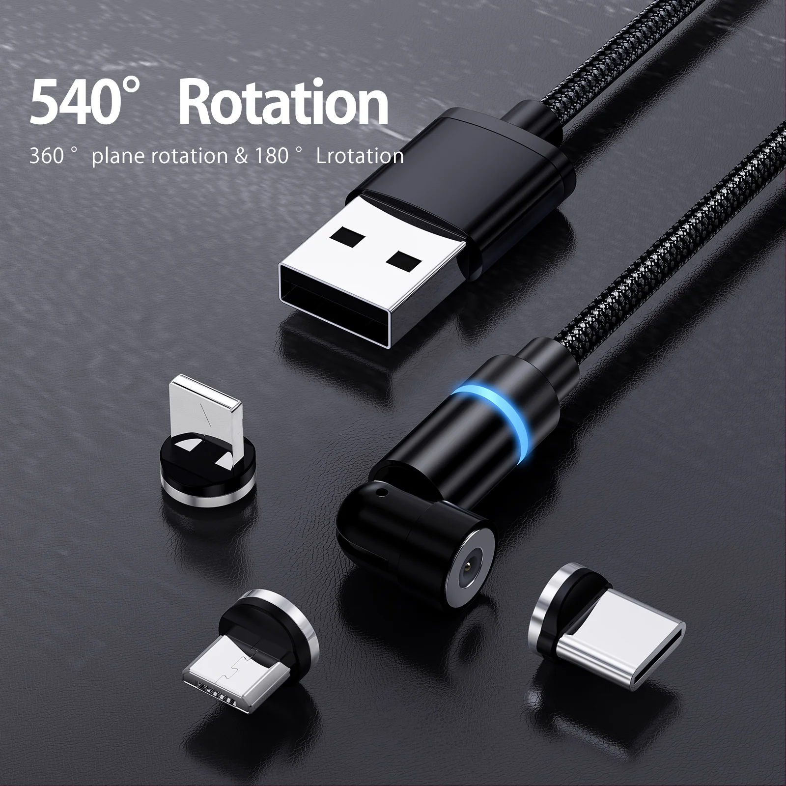 

Suntaiho 3A Magnetic Cable Rotate Fast Charging For iPhone Samsung Magnet Charger Wire Cord Micro Type C Cable Mobile Phone Char