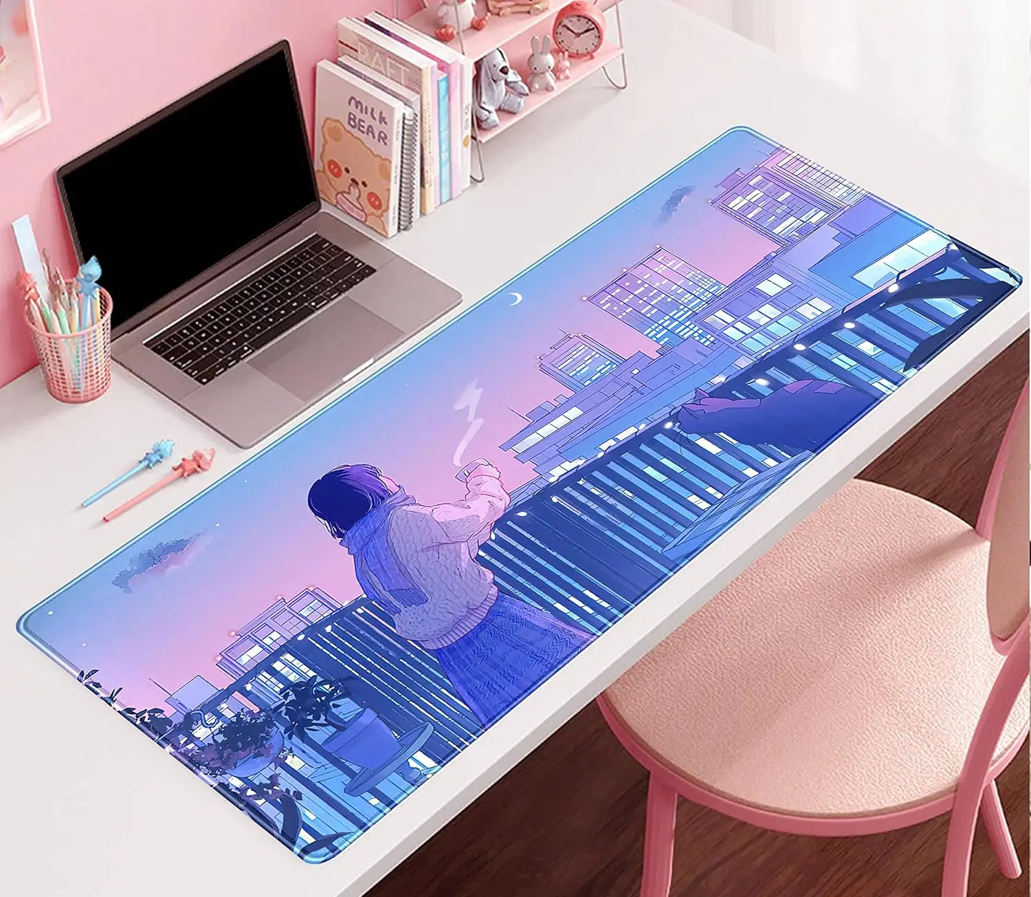 Large Gaming Mouse Pad Tokyo Street Anime Kawaii Desk Mat Mousepad XXL MatGamer Desktop Computer Laptop Keyboard