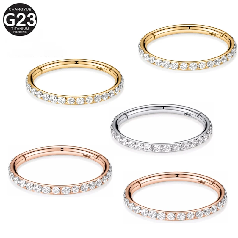 

G23 Titanium Piercing Zircon Hinged Pitch Ring Nose Ring Open Small Nasal Septum Cartilage Women Earring Perforated Jewelry 16G