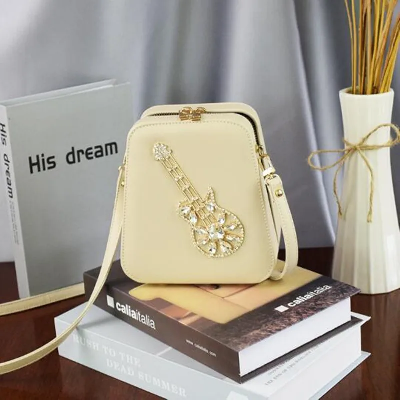 Personality design New PU small square bag casual diagonal fashion cute diamond-studded evening fresh women's mini |
