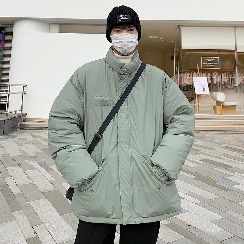 

Inter Jacket Men Warm Fashion 3-color Casual Thicken Jacket Men Japanese Streetwear Loose Thick Short Coat Mens Parker Clothes