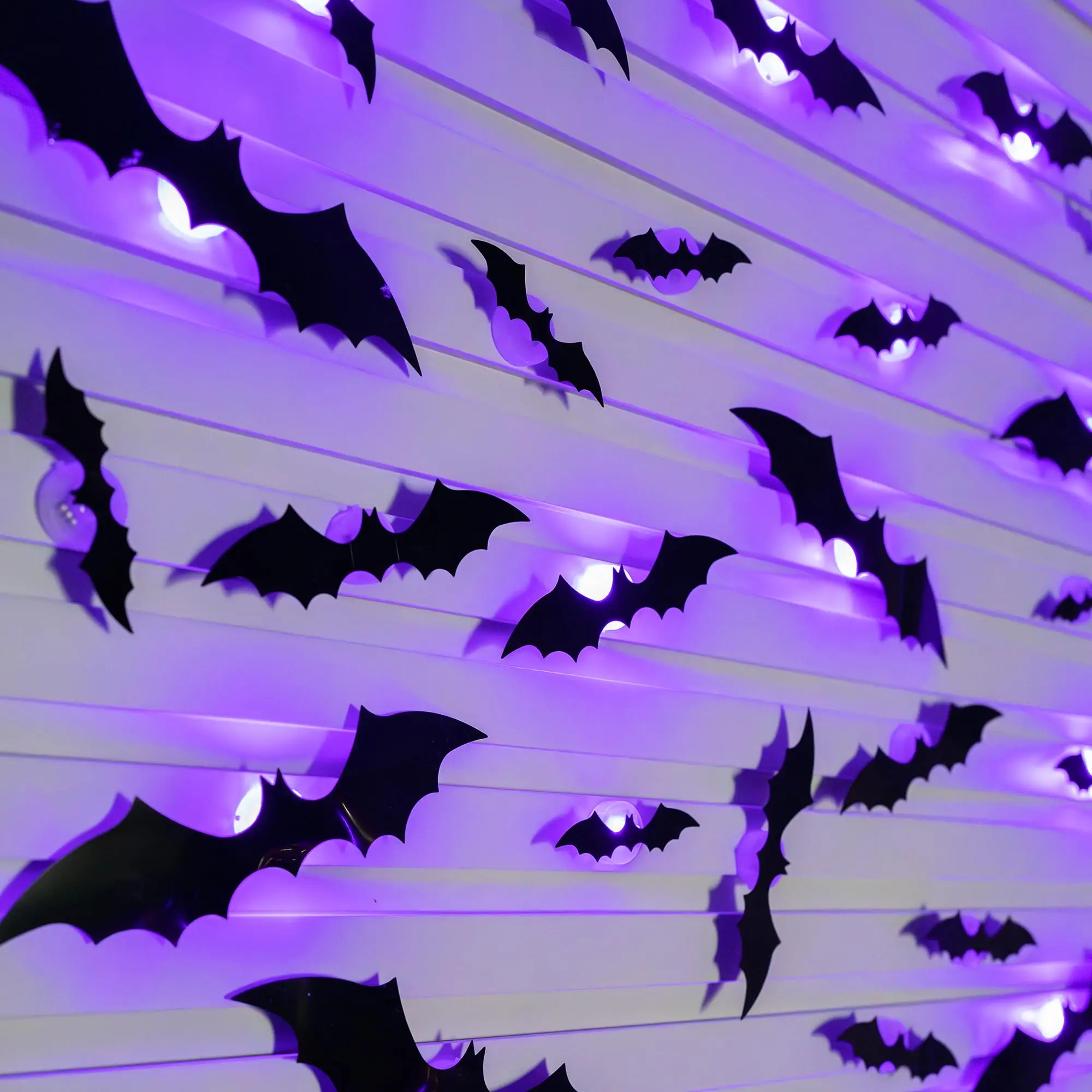

Halloween 3d Bats Decorations Wall Stickers Light,removable Pvc Wall Sticker Lights For Indoor Home Window Decor Party Supplies