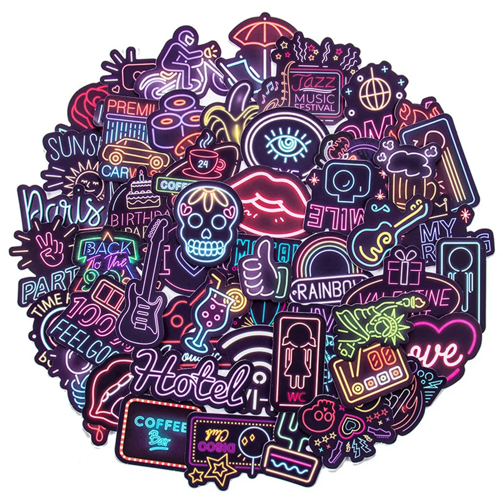 

10/30/50PCS Neon Graffiti Stickers Cartoon Creative Personality Refrigerator Trolley Case Skateboard Suitcase Water CupWholesale