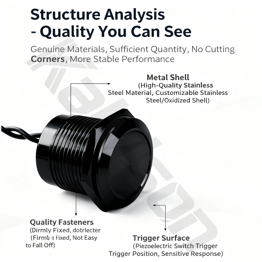Фото IP68 Piezo Switch 12/16/19/22/30mm Latching Waterproof Metal Touch Switch Stainless Steel Momentary Piezoelectric Ceramic Switch №4